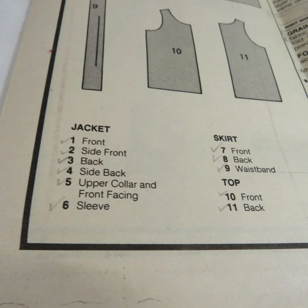 Butterick 3088 -785 Sewing Pattern Easy Jacket, Skirt, Top